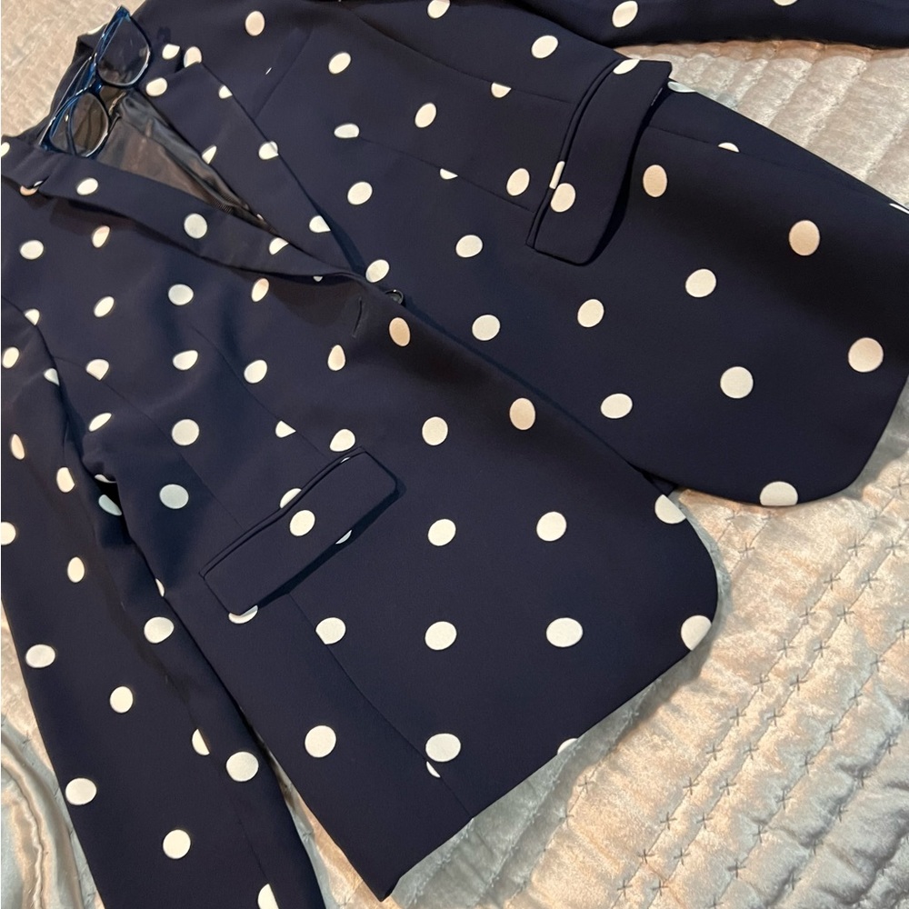 Navy polka dot blazer